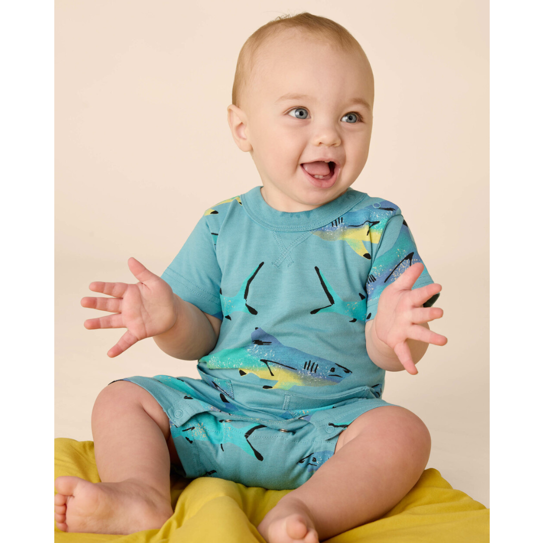 Painted Sharks Baby Romper