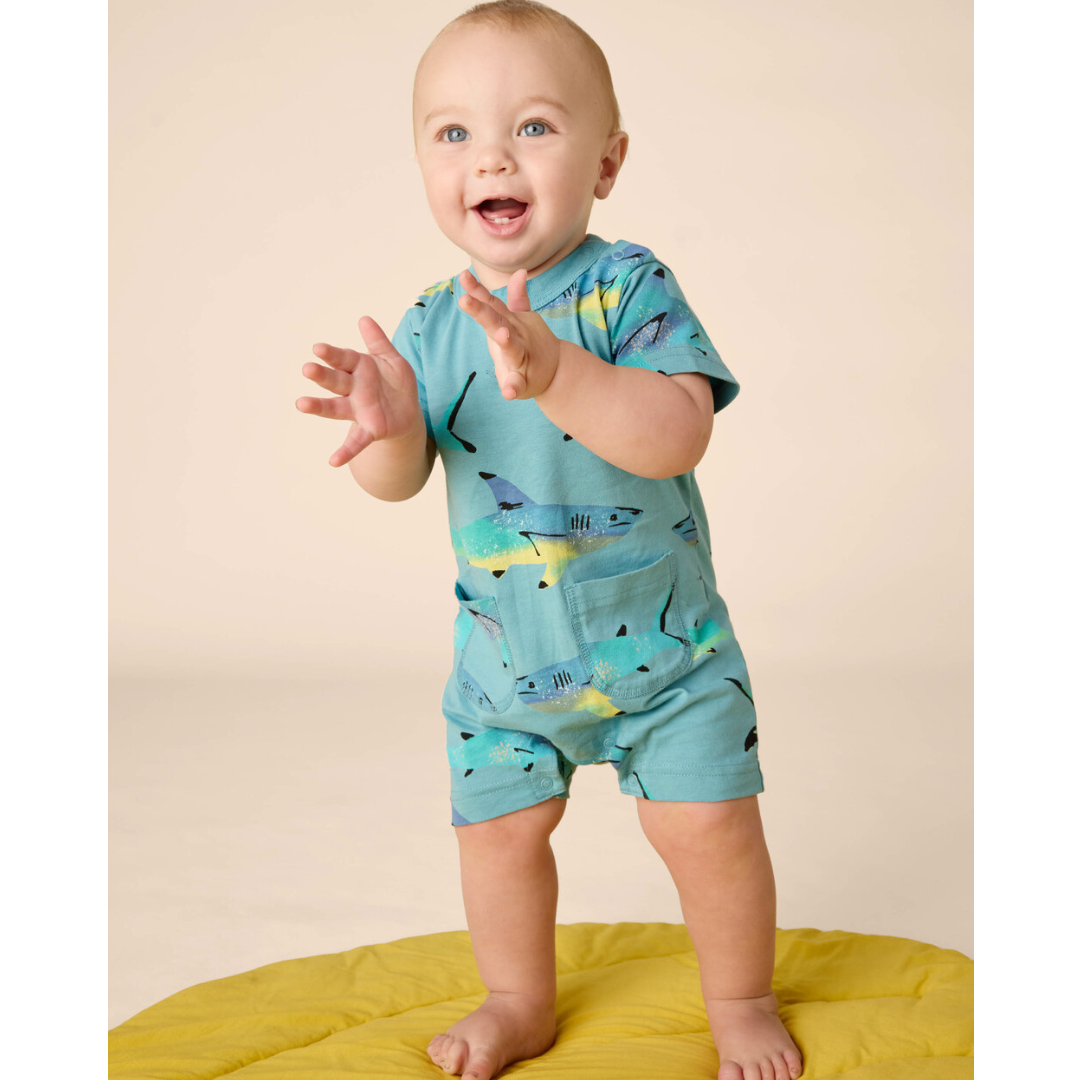 Painted Sharks Baby Romper