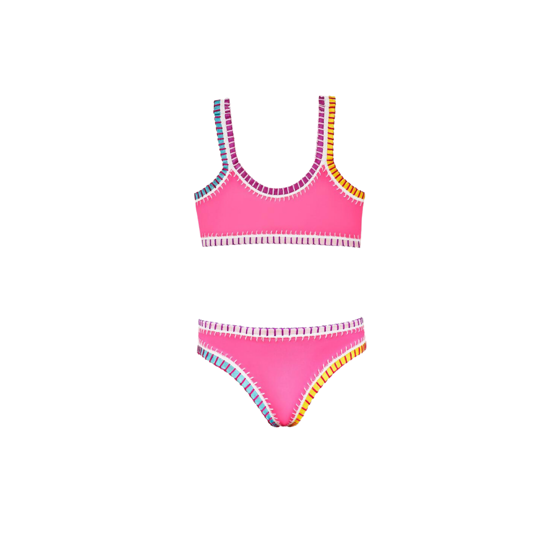 Hot Pink Sporty Rainbow Bikini
