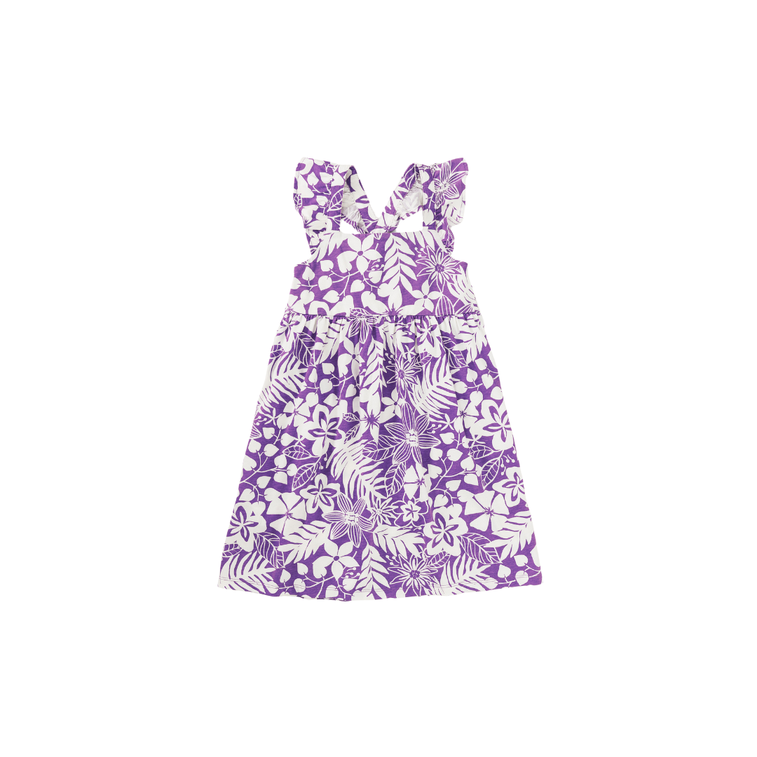 Tropical Foliage Ruffle Strap Dress