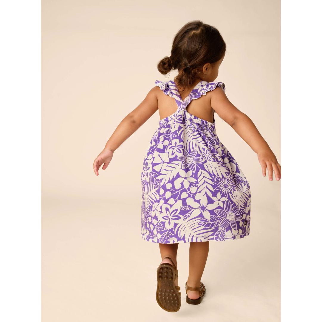 Tropical Foliage Ruffle Strap Dress