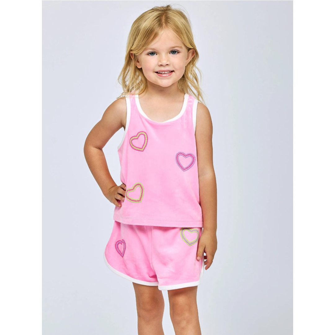 Pink Velour Heart Detail Set