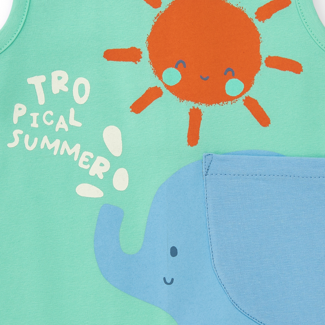 Sleeveless Tropical Romper