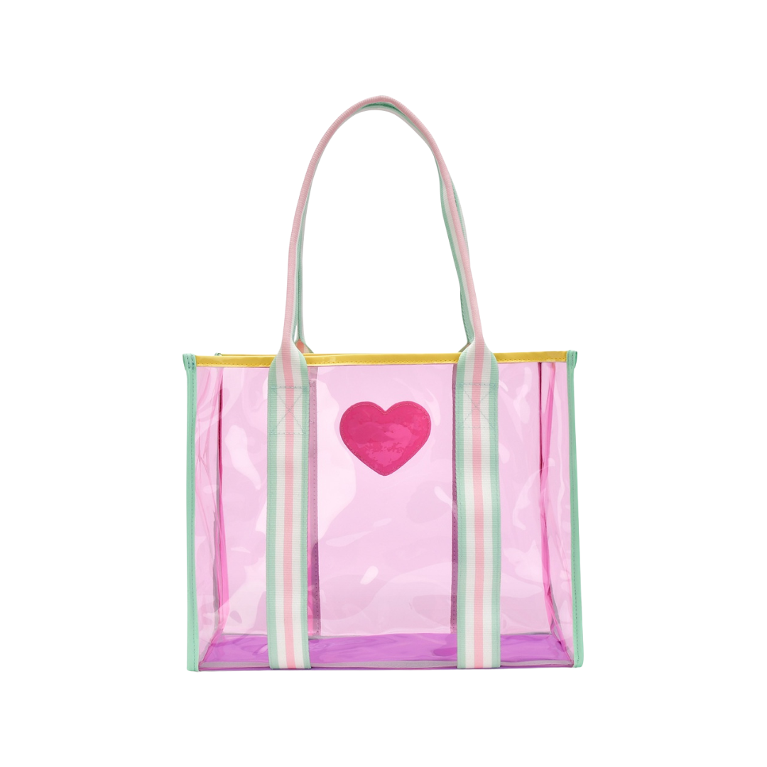 Color Block Clear Tote Bag