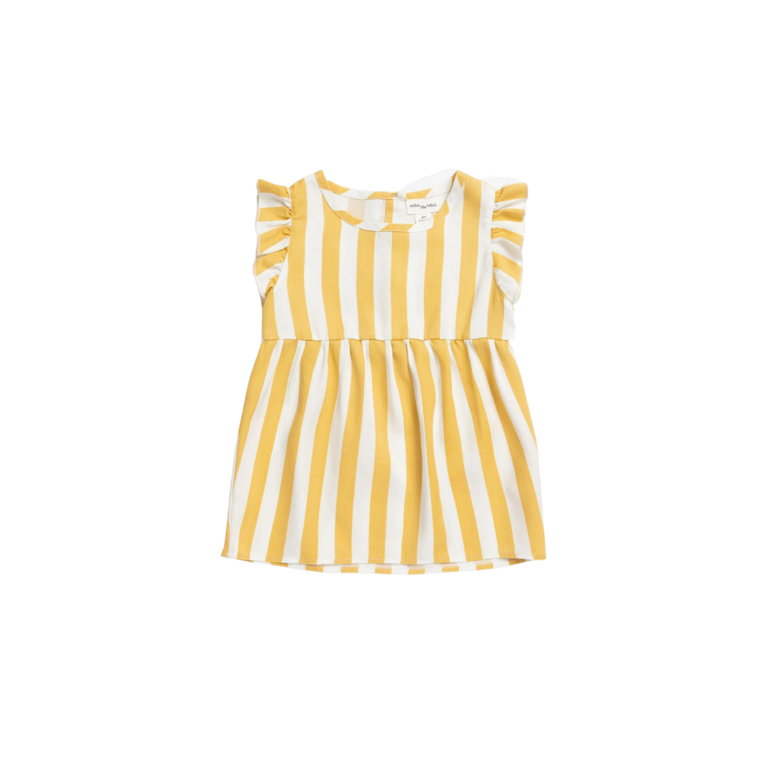 Sunny Yellow Striped Girl's Woven Lyocell Top