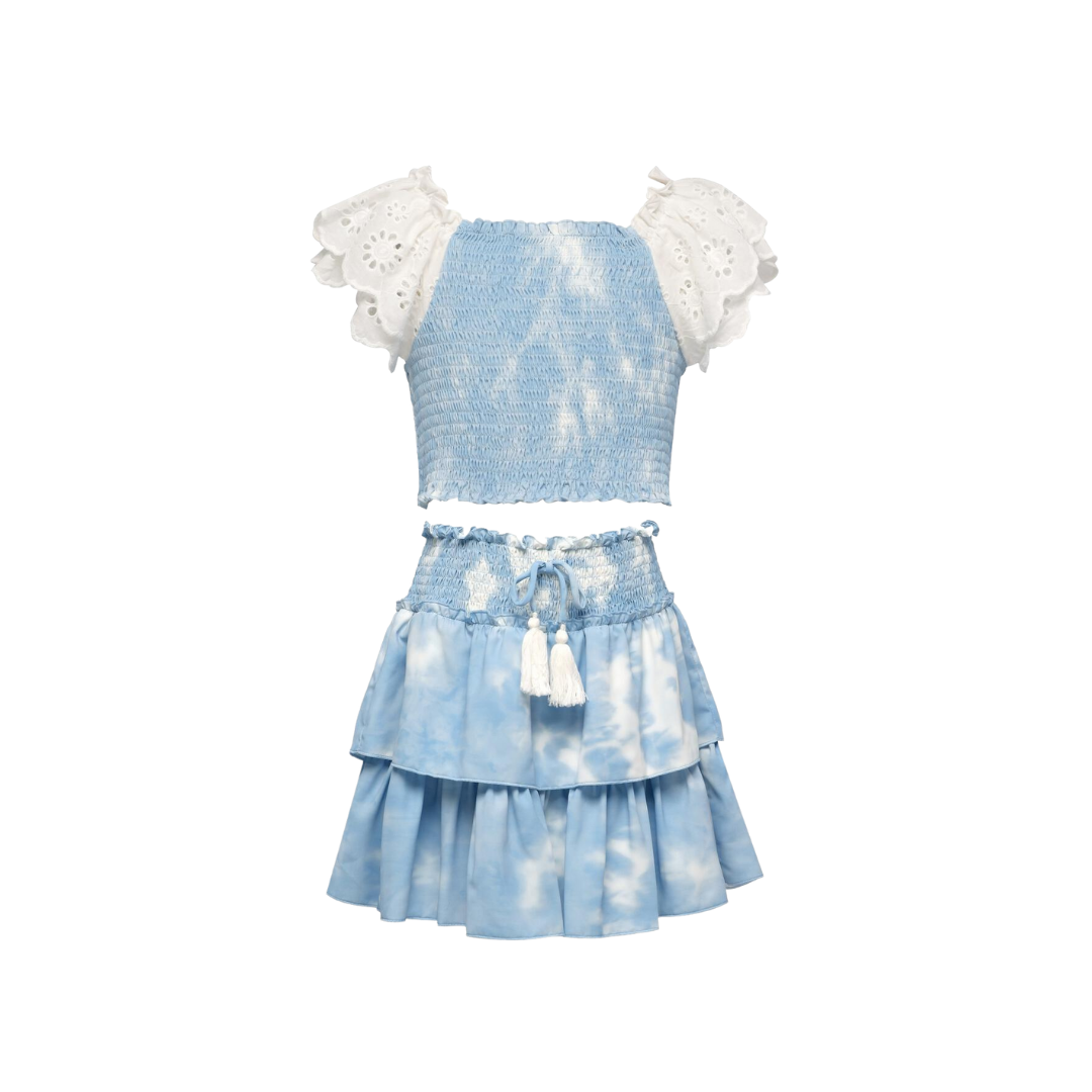 Tie Dye Eyelet Skirt Set