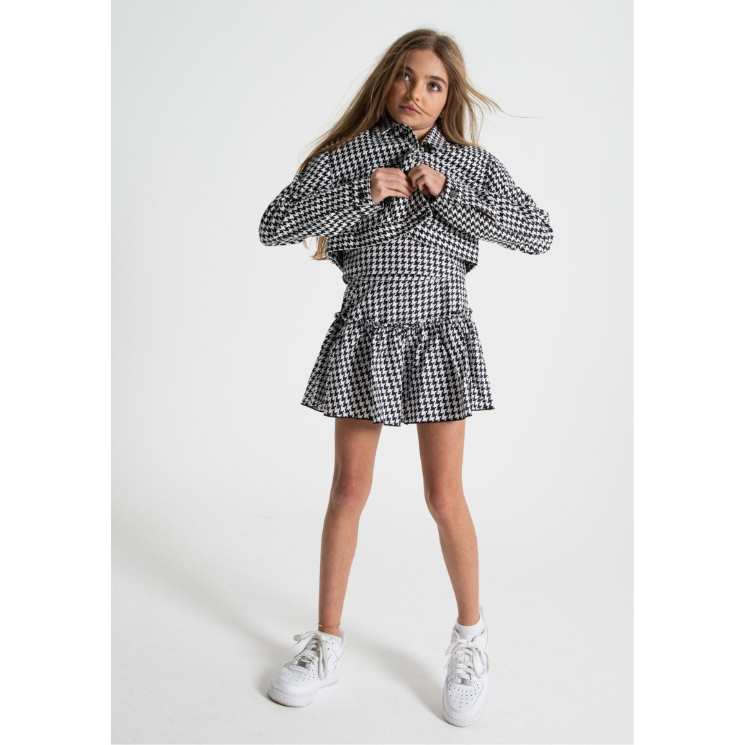 B/W Houndstooth Cropped Jacket