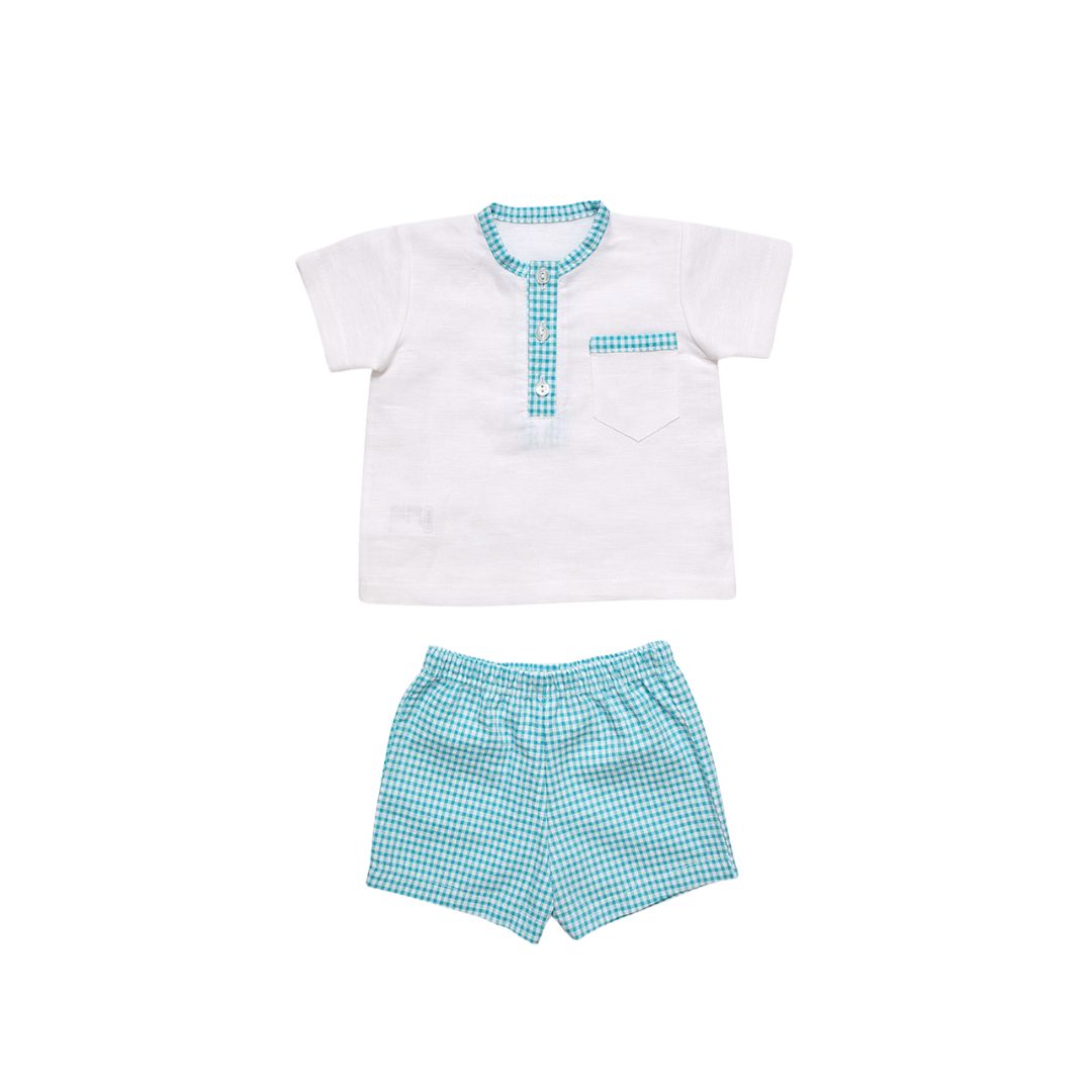 Aqua Checkered Baby Set