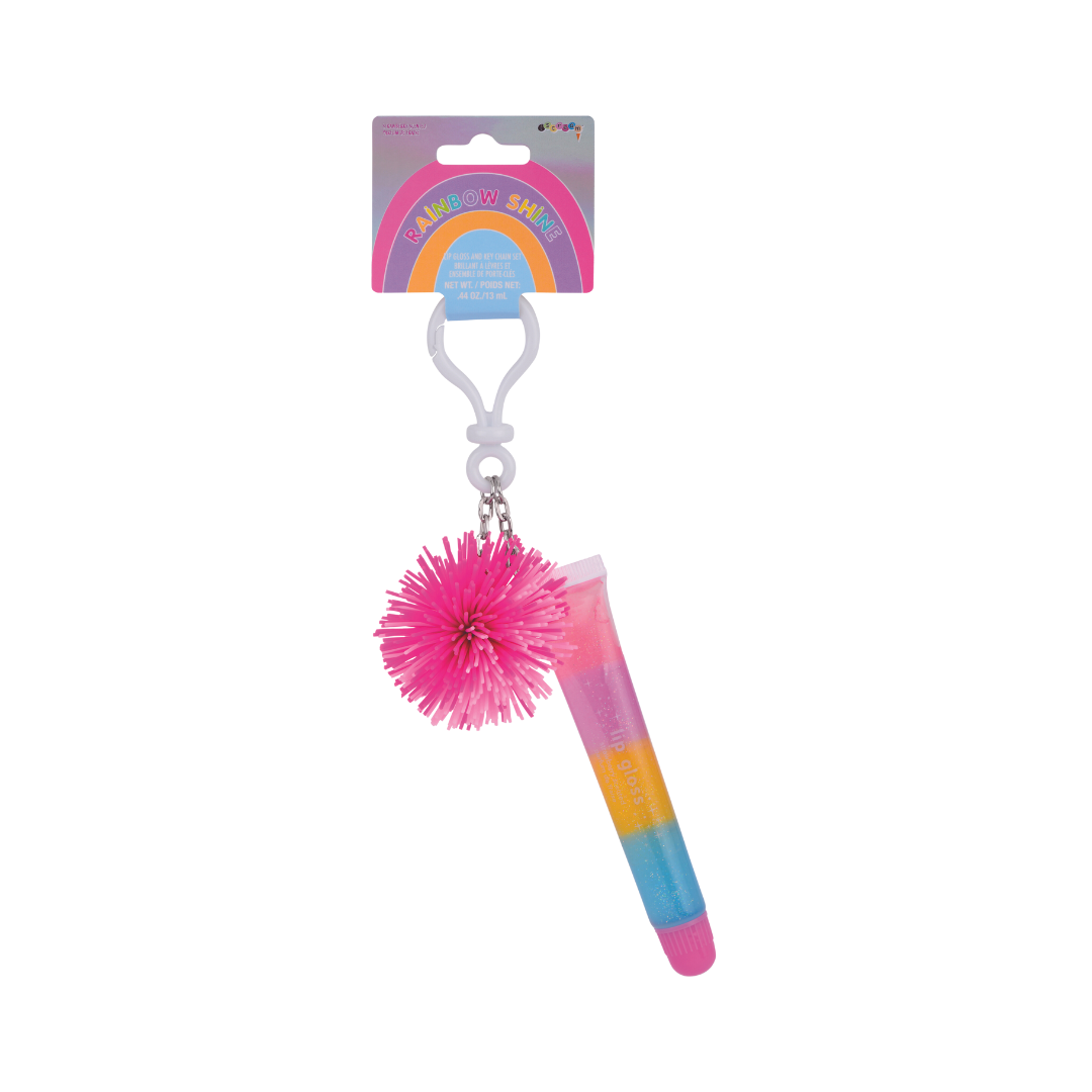 Rainbow Shine Lip Gloss & Keychain Set