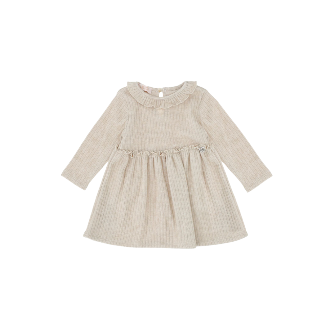 Ruffle Cotton Ribbed Dress
