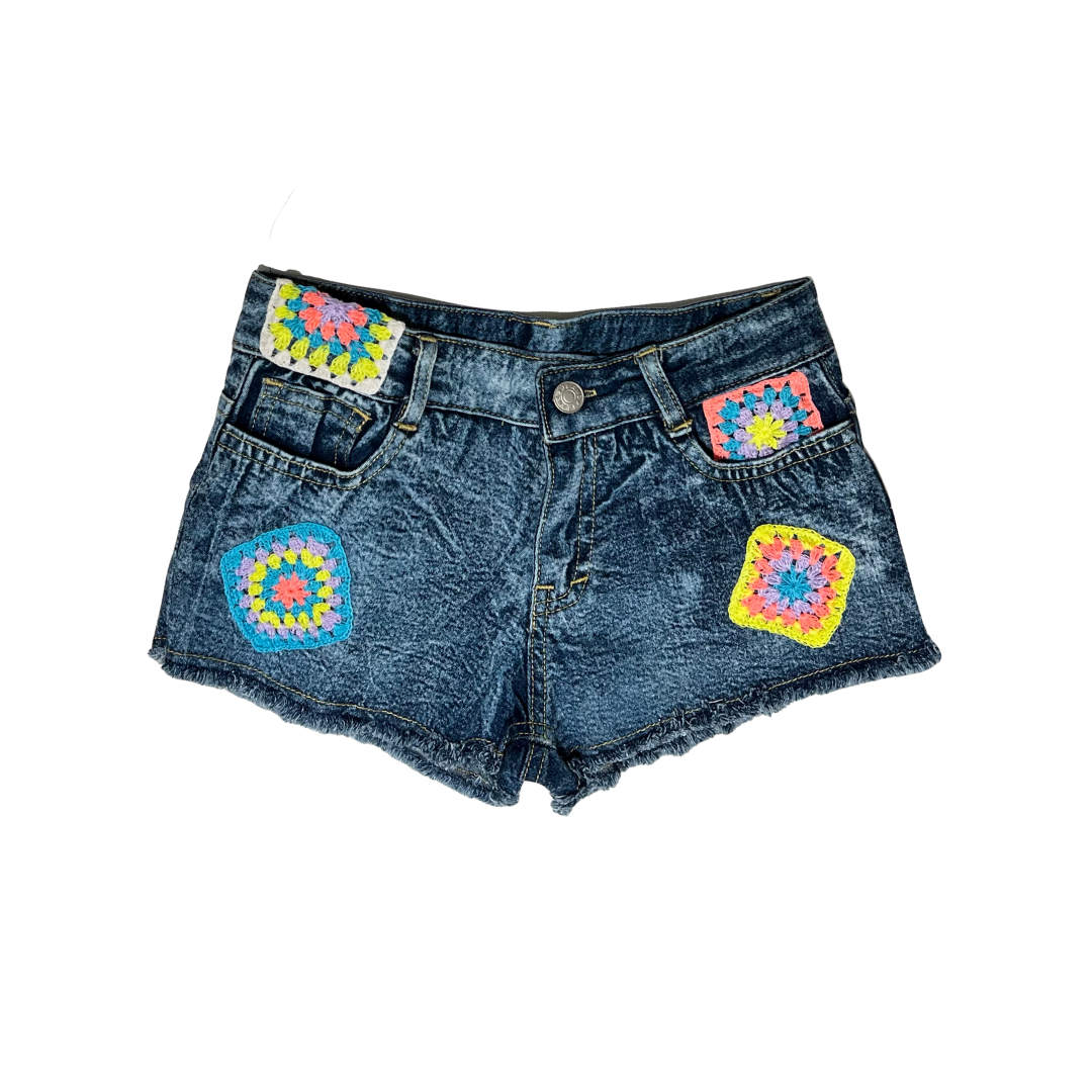 Crochet Detail Jean Shorts
