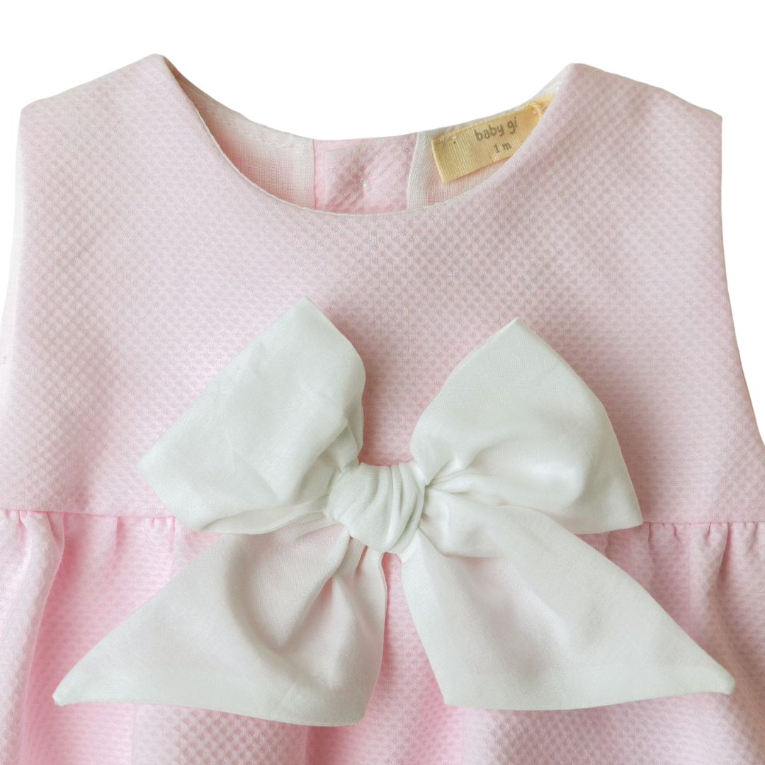 Pique Bubble Romper W/Bow