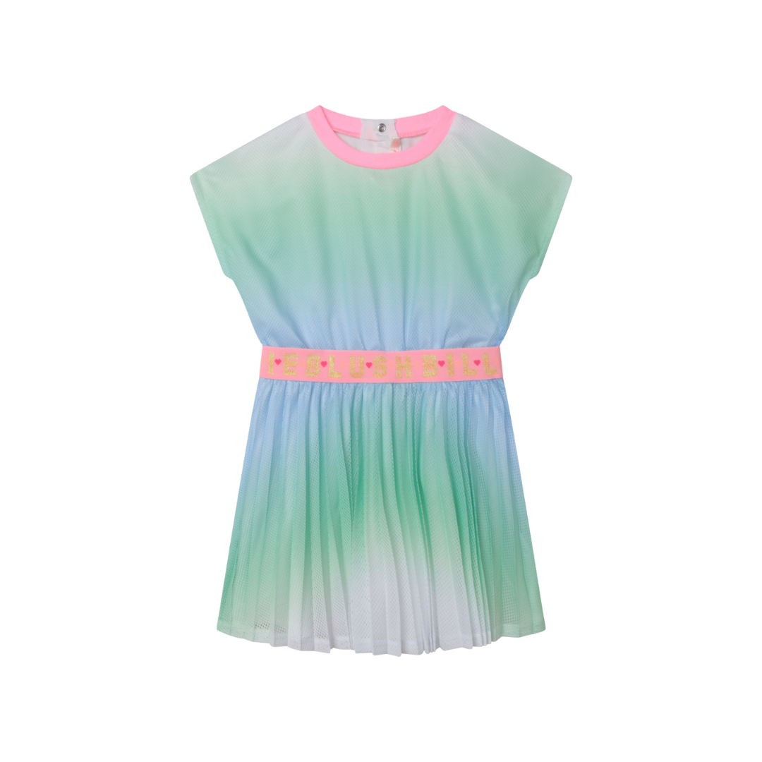 Pale Blue Gradient Mesh Dress